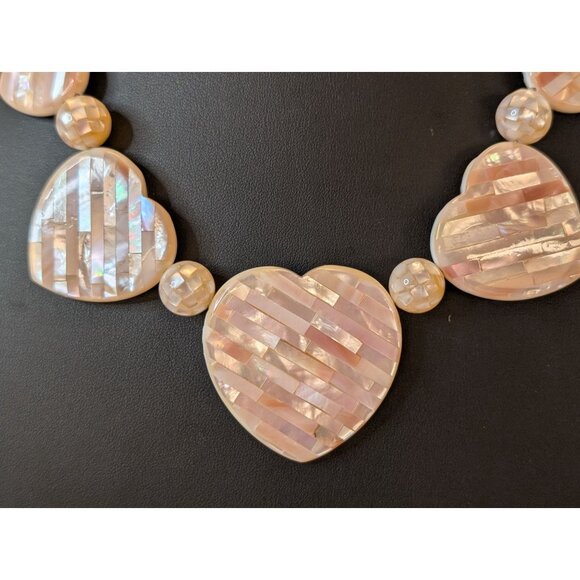 Jay King DRT MOP & Abalone Heart Reversible Necklace 925 Closure Matching Watch - Picture 6 of 16